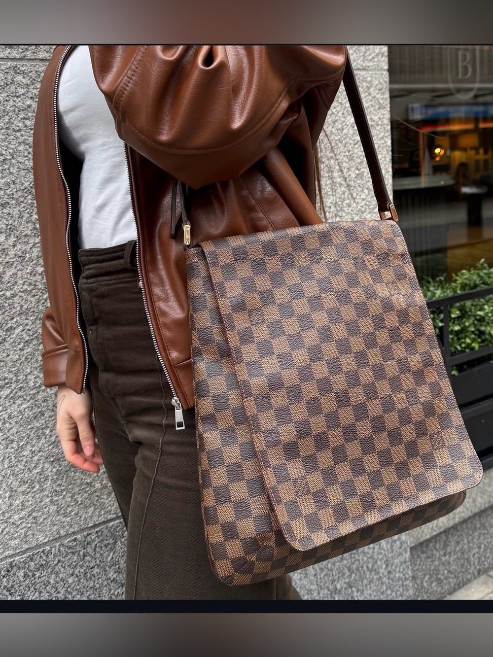 Louis Vuitton Musette GM Damier Ebene Crossbody Bag